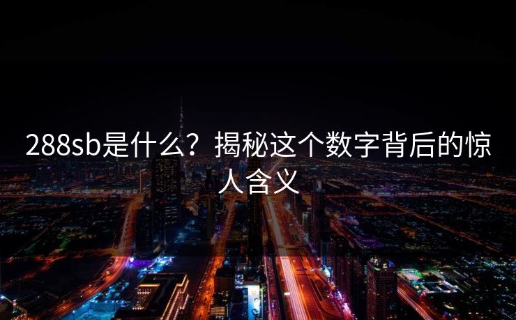 288sb是什么？揭秘这个数字背后的惊人含义