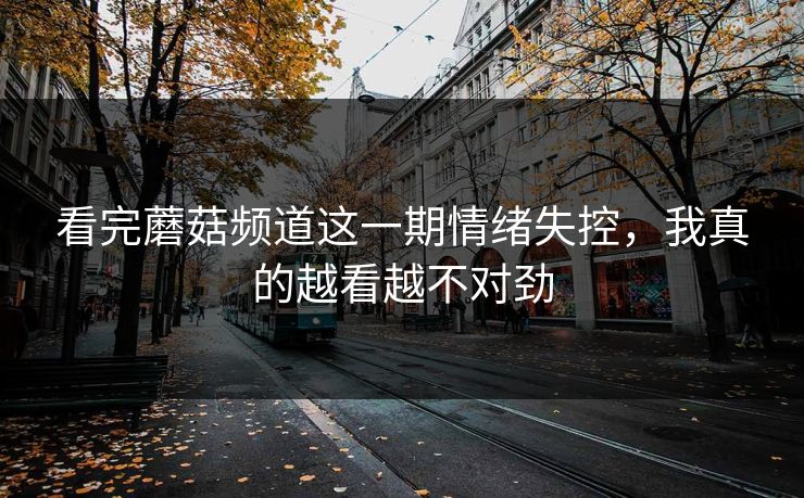 看完蘑菇频道这一期情绪失控，我真的越看越不对劲