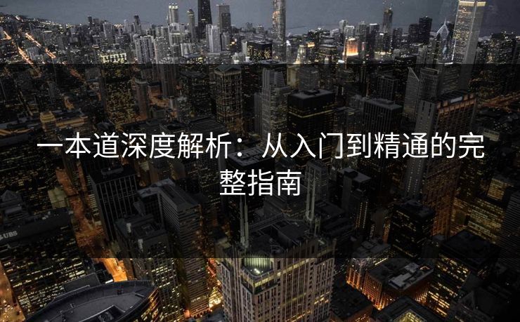 一本道深度解析：从入门到精通的完整指南